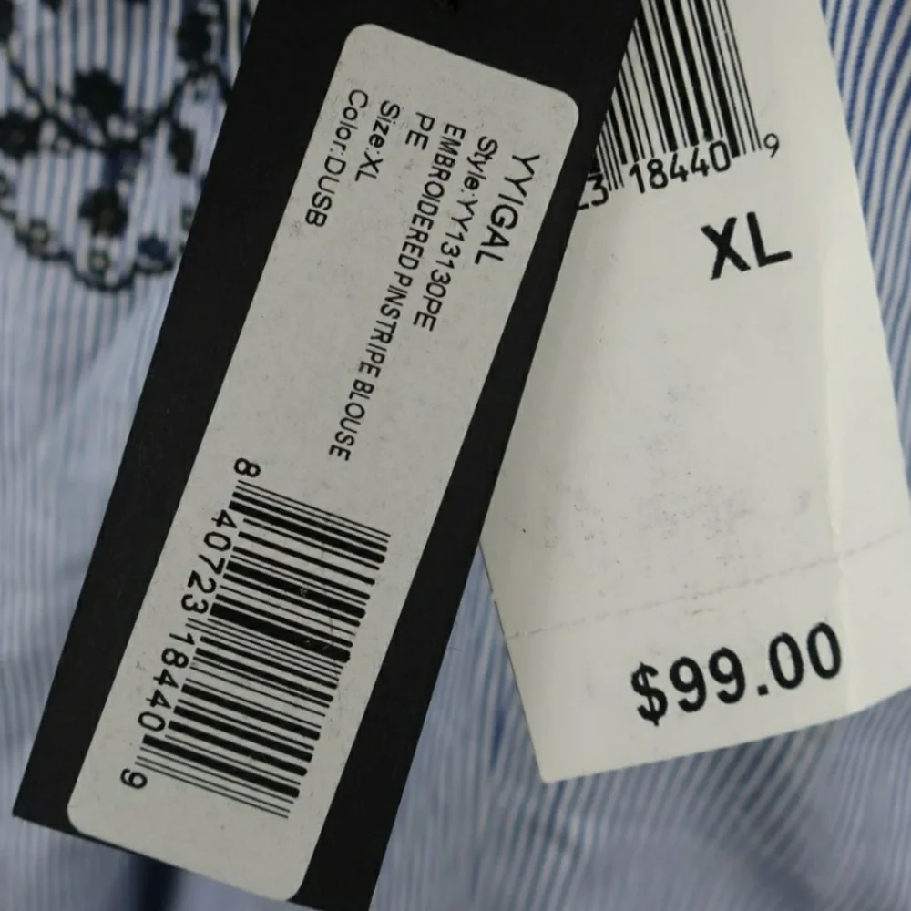 NWT YYIGAL Pinstripe Off Shoulder Top Size XL - Picture 7 of 9